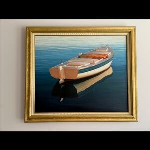 Boat in Čikat Bay #3 — Oil on Canvas by Slavko Tirkajla